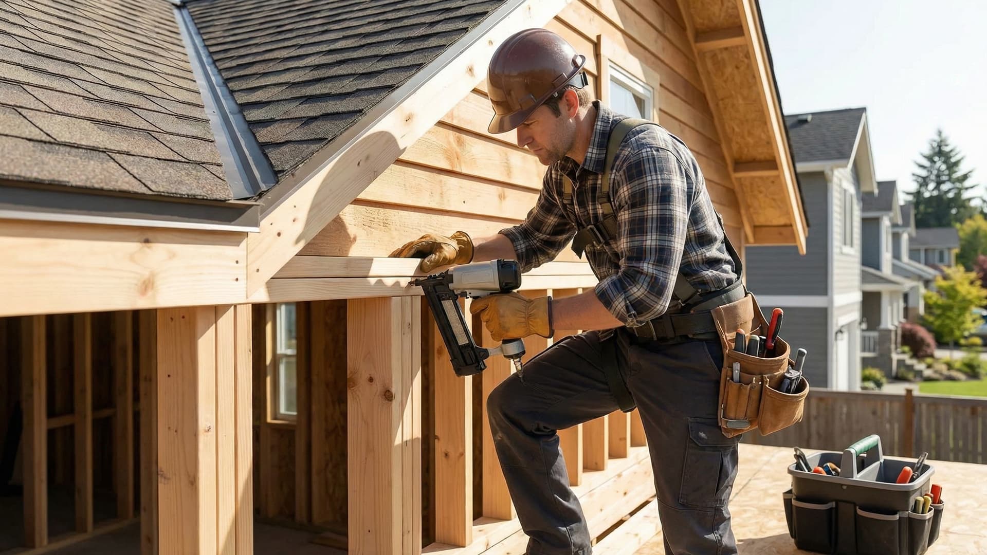 Carpenter crafting custom woodwork in a workshop