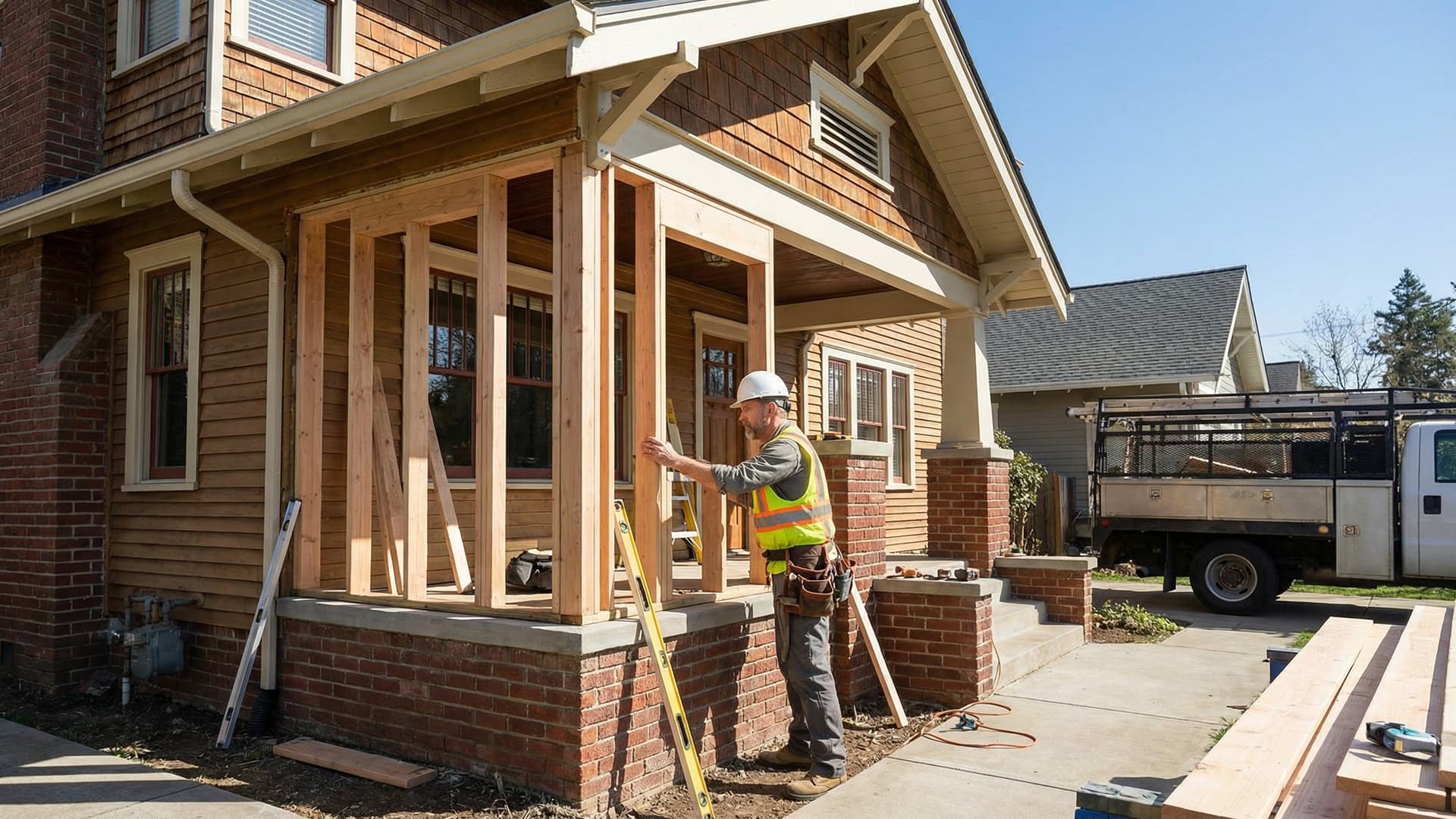 General contractor reviewing blueprints on a job site